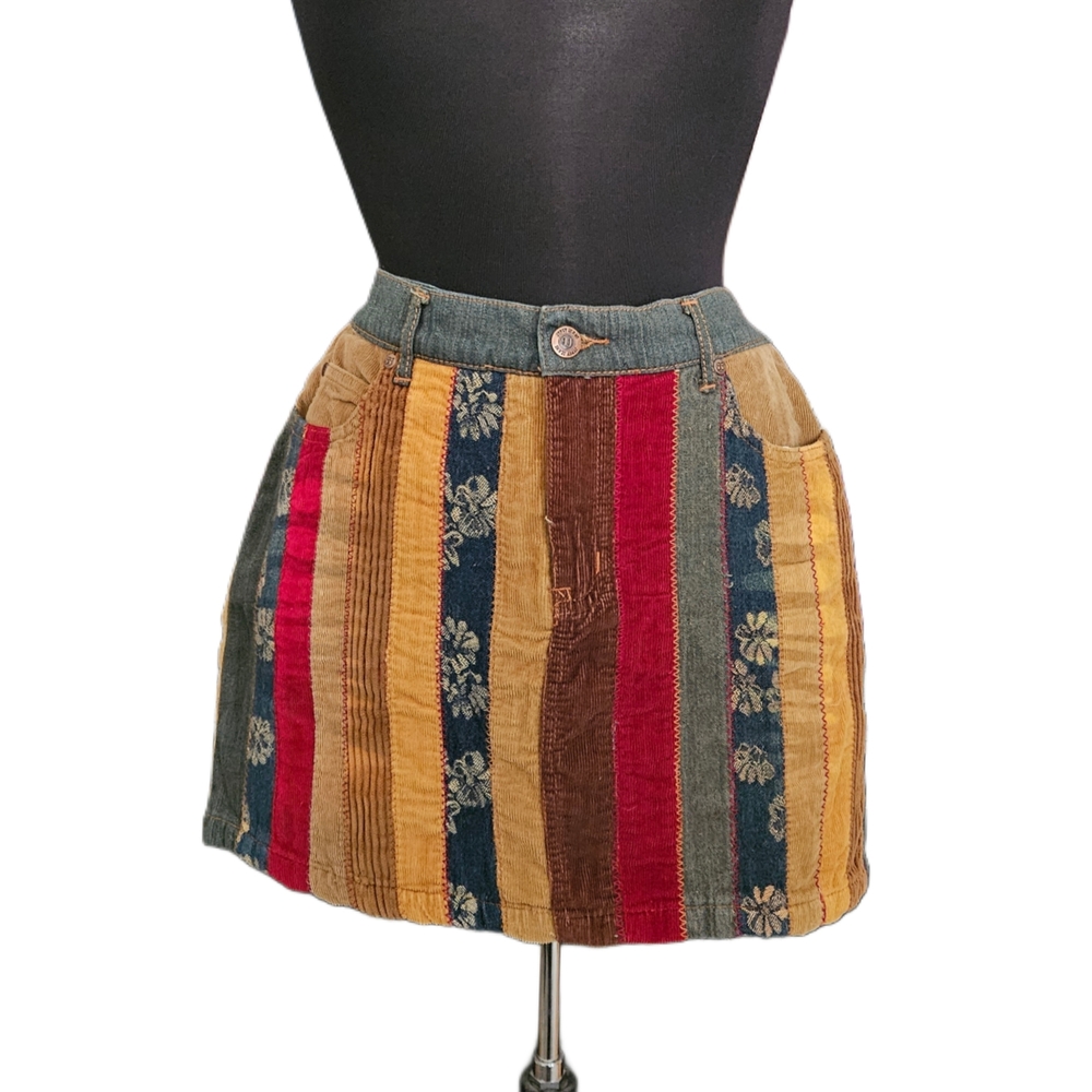 Striped Patchwork Mini Skirt NWT - image 1